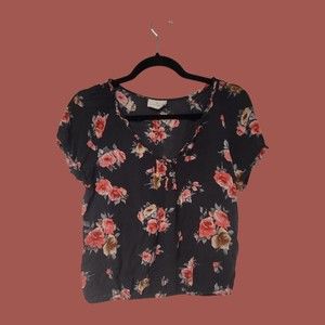 Anthropologie Pins And Needles Top Floral cropped  Blouse‎ Medium